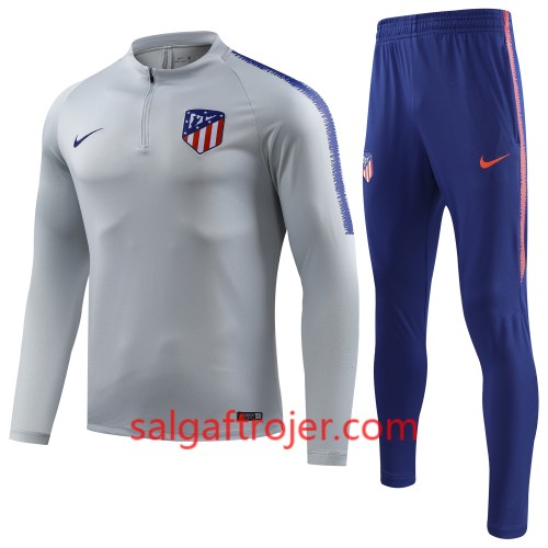 Atlético Madrid Sweatshirt Dragt Grå Hvid 2018-2019 Atlético Madrid Sweatshirt Dragt Grå Hvid 2018-2019